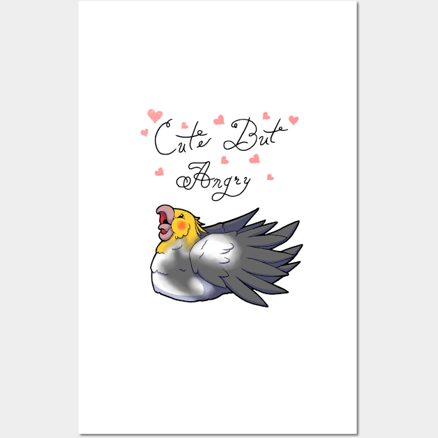 Cute But Angry (White, grey and yellow tiel) Wall Art by Adastumae